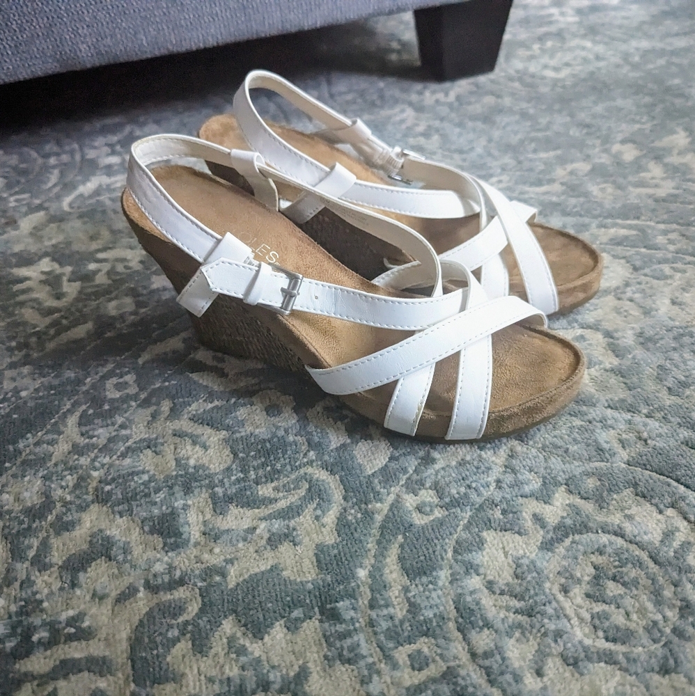 White Strappy Aerosoles Wedges